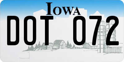 IA license plate DOT072