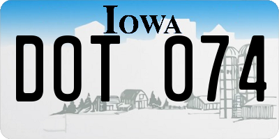IA license plate DOT074