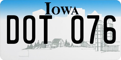 IA license plate DOT076