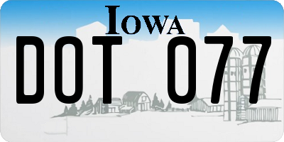 IA license plate DOT077
