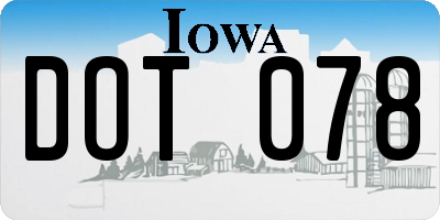 IA license plate DOT078