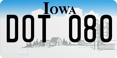 IA license plate DOT080