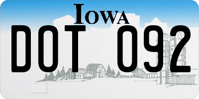 IA license plate DOT092