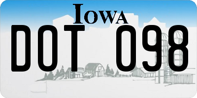 IA license plate DOT098