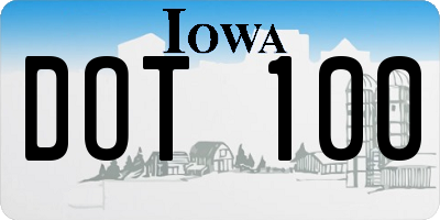 IA license plate DOT100
