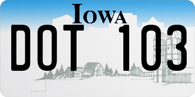 IA license plate DOT103