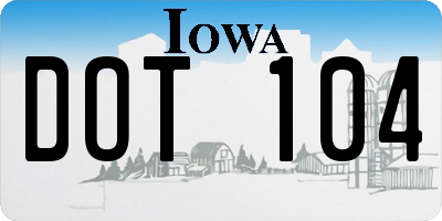 IA license plate DOT104