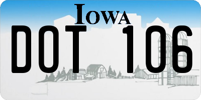 IA license plate DOT106