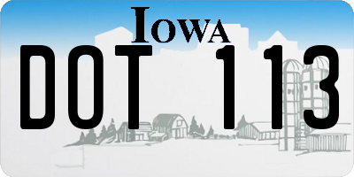 IA license plate DOT113