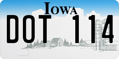 IA license plate DOT114