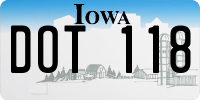 IA license plate DOT118