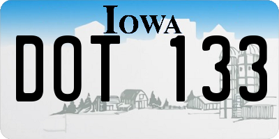 IA license plate DOT133