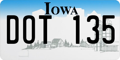 IA license plate DOT135