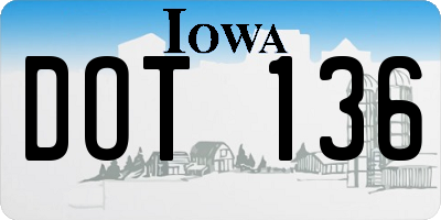 IA license plate DOT136