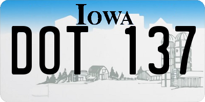 IA license plate DOT137