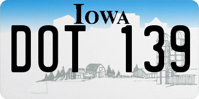 IA license plate DOT139