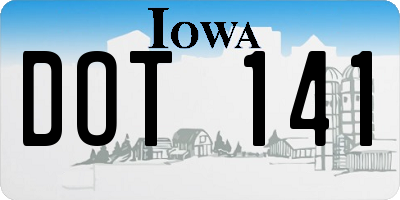 IA license plate DOT141