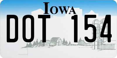 IA license plate DOT154
