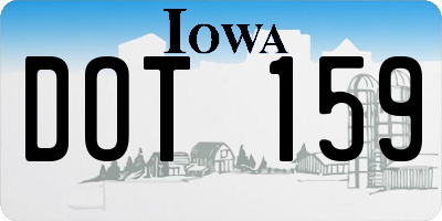 IA license plate DOT159