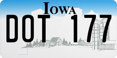 IA license plate DOT177