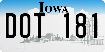 IA license plate DOT181