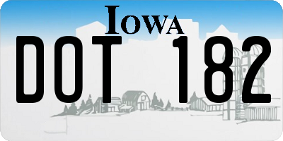 IA license plate DOT182