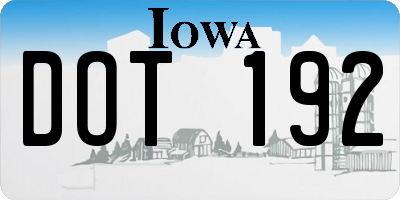 IA license plate DOT192