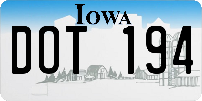 IA license plate DOT194