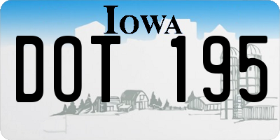 IA license plate DOT195