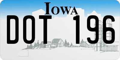 IA license plate DOT196