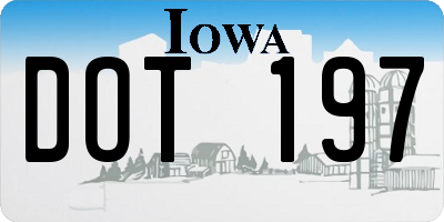 IA license plate DOT197