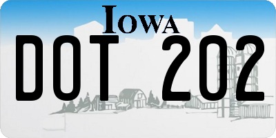 IA license plate DOT202