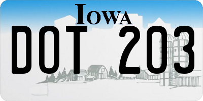IA license plate DOT203