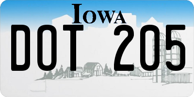 IA license plate DOT205