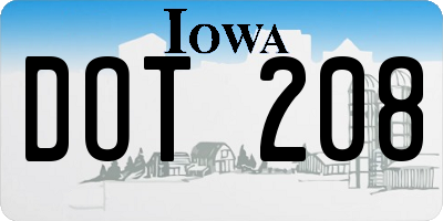 IA license plate DOT208