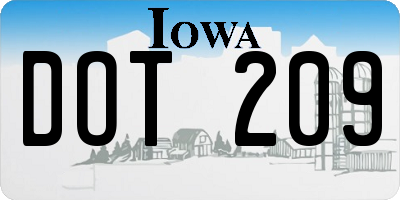 IA license plate DOT209