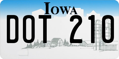 IA license plate DOT210