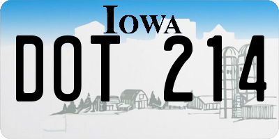 IA license plate DOT214
