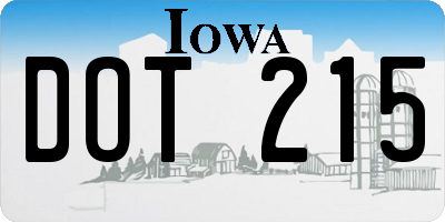 IA license plate DOT215