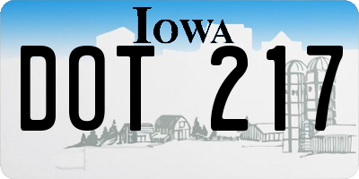 IA license plate DOT217