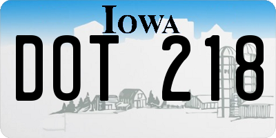 IA license plate DOT218