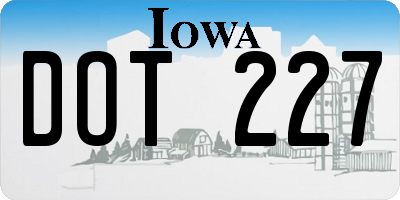 IA license plate DOT227