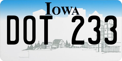 IA license plate DOT233