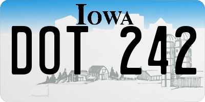 IA license plate DOT242