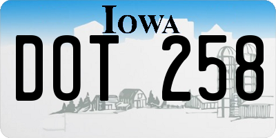 IA license plate DOT258