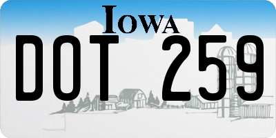 IA license plate DOT259