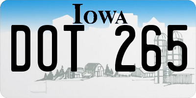 IA license plate DOT265