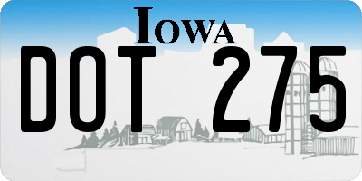 IA license plate DOT275