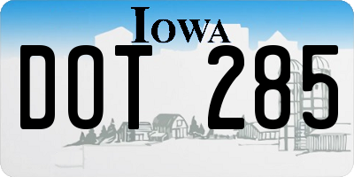 IA license plate DOT285