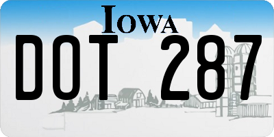 IA license plate DOT287